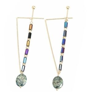 ✨🆕Handmade 18k Jasper & Hematite Threader Earrings✨